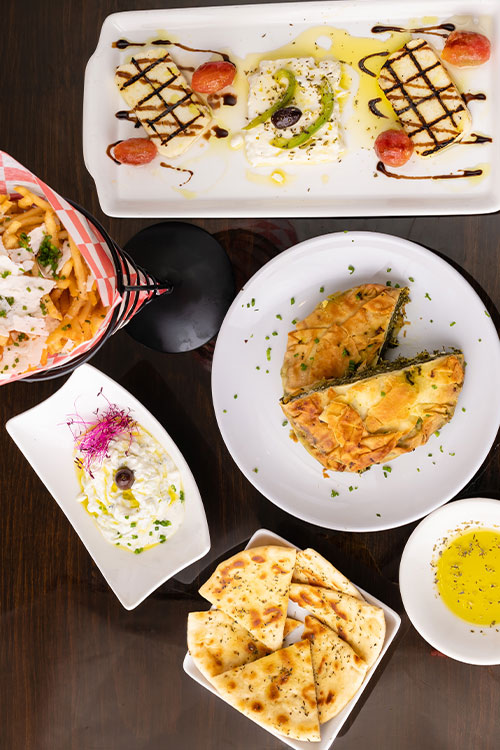 a delicious selection of greek appetizers